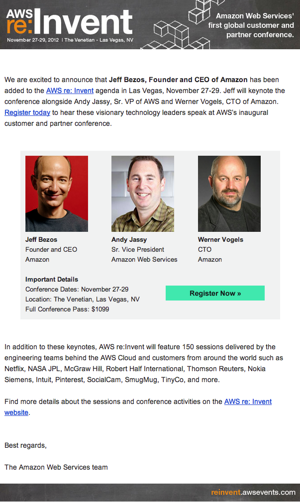 Jeff Bezos to speak at “AWS re: Invent” | Tech Blog