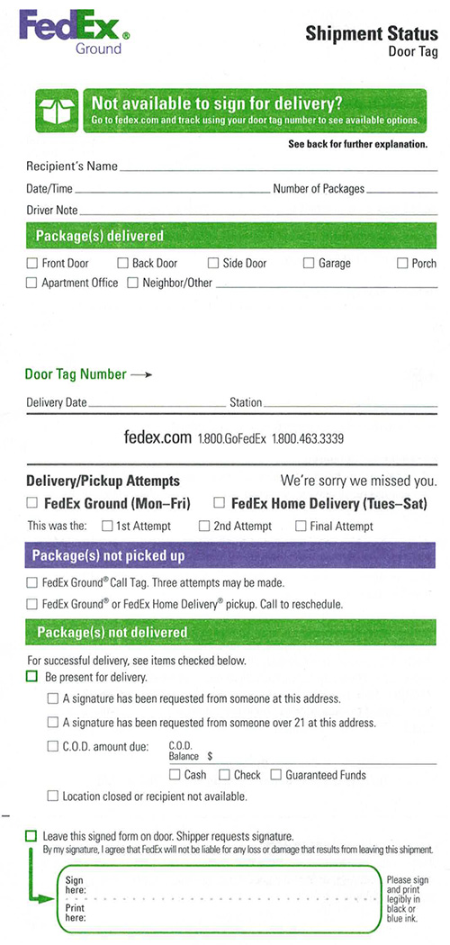 How to track a fedex package with a door tag number