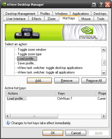 nvidea keyboard shortcut profile