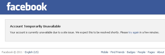 Facebook: Account Temporarily Unavailable