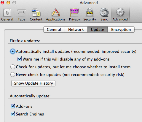 Firefox: Disable Auto Update