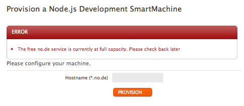 at full capacity Free Node JS 