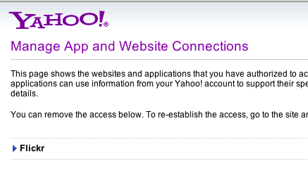 Yahoo Authorized Applications