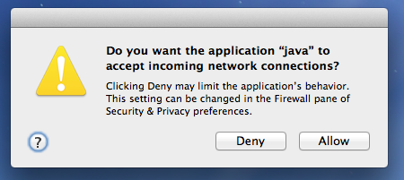 How to allow java in the firewall on OS X Mountain Lion