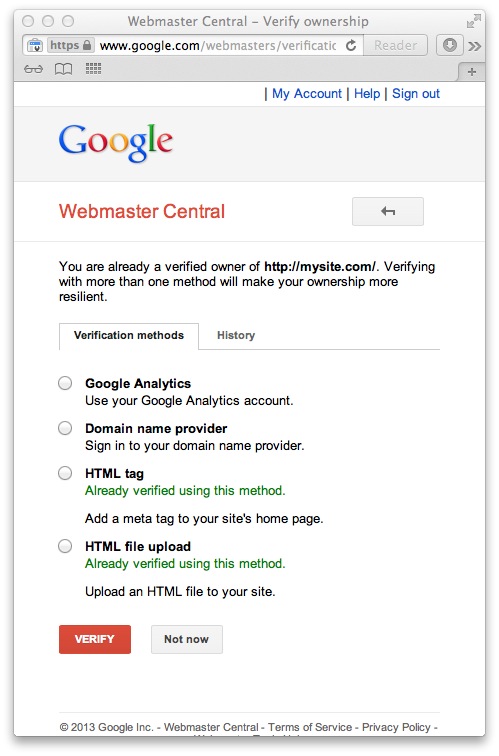 Google Domain Verifcation Url