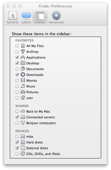 Mac: Edit Sidebar Items in Finder