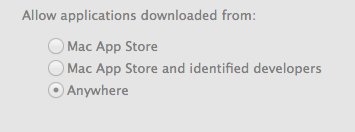 How to Allow Applications Downloaded from Anywhere – OSX Mountain Lion