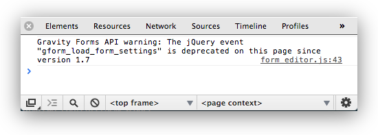 “gform_load_form_settings” is deprecated on this page since version 1.7
