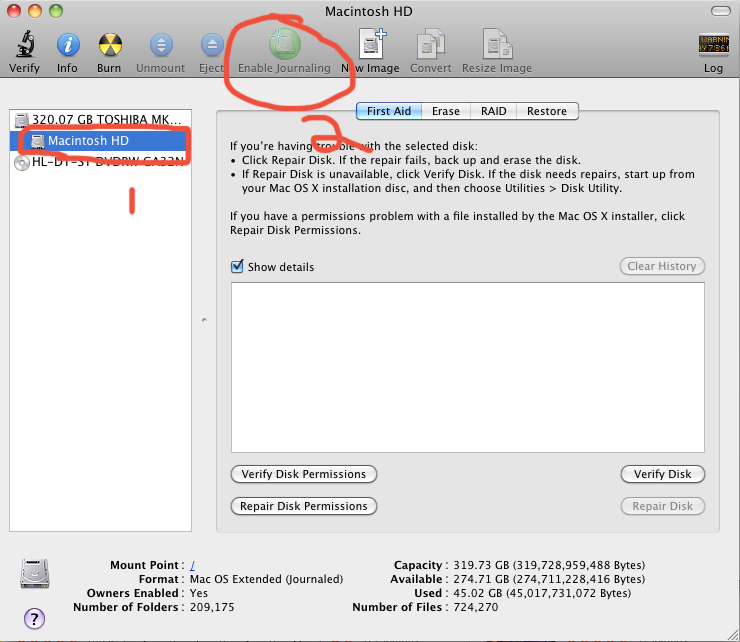 OSX Enable Journaling – for Mavericks Install